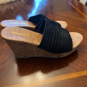 Montego Bay Club Black Woven Cork Wedges